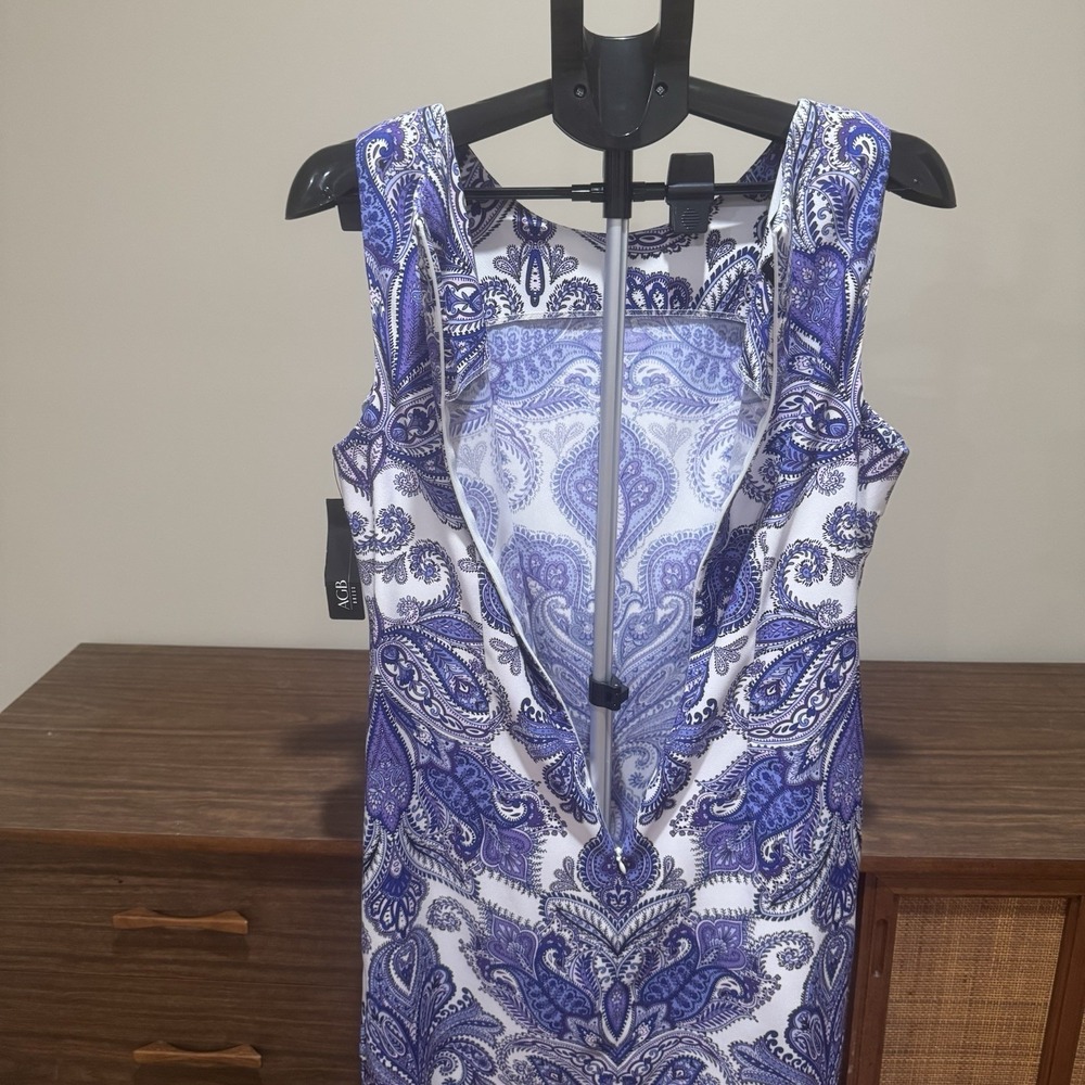 NWT Purple Paisley Sheath Dress Size 12 Preppy Boho Coastal 90s Resort Workwear - Picture 6 of 8
